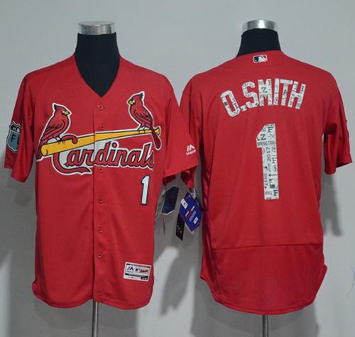 Cardinals #1 Ozzie Smith Red Spring Training Authentic Flex Base Stitched MLB Jersey